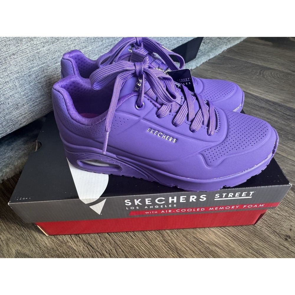 Skechers Street Purple Memory Foam Uno Stand On Air Women's New With Box 7.5